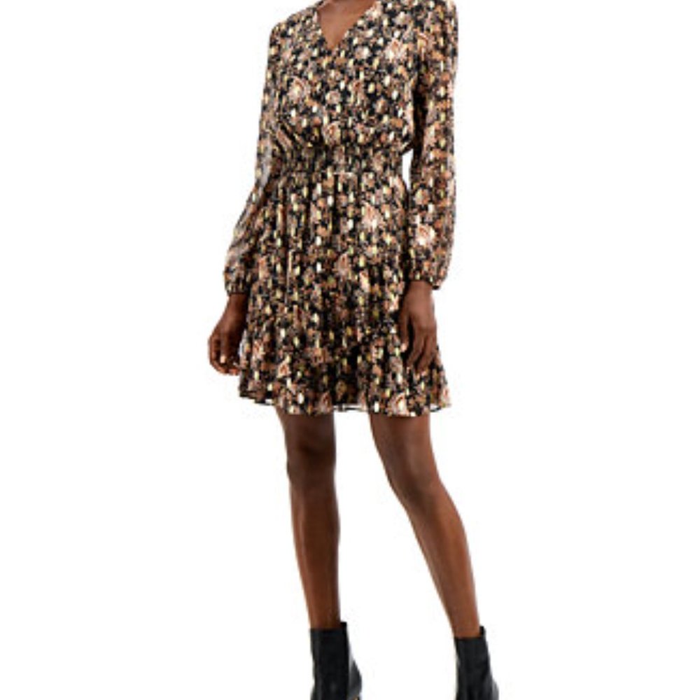 INC Printed Surplice Mini Dress XS new with tags